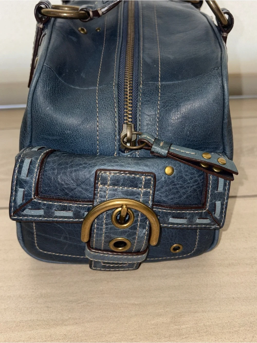 RARE Limited Edition Coach Mia Satchel – Style 10064 – Ink Blue Leather